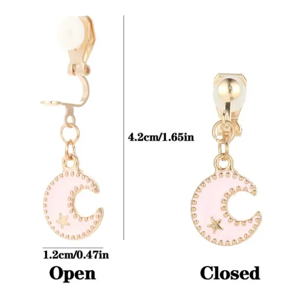 12Pcs Clip Jewelry Earrings for Girls, Star Animals Flower Moon Alloy Earrings - Image 2