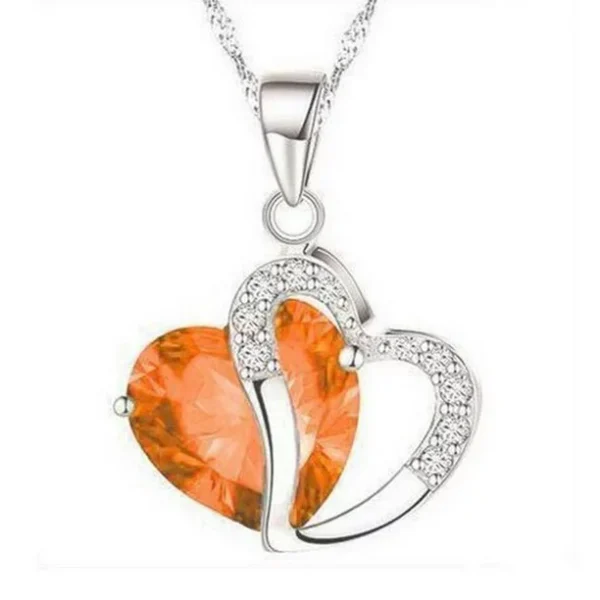 Christmas Deals SHOPESSA Christmas Gifts Jewelry Fashion Women Heart Crystal Rhinestone Silver Chain Pendant Necklace Jewelry E on Clearance
