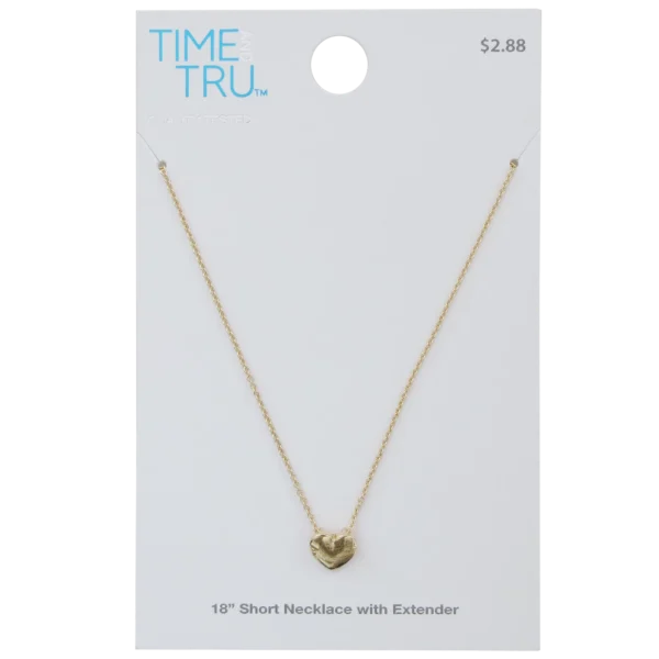 Time and Tru 18" with Extender Small Gold Heart Pendant Necklace for Women - Image 2